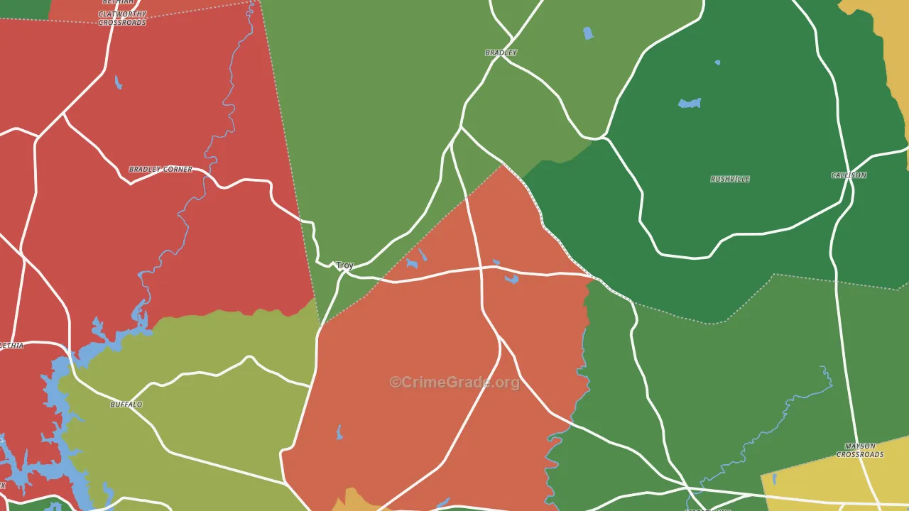 Troy, SC Map of Drug-Related Crime Rates