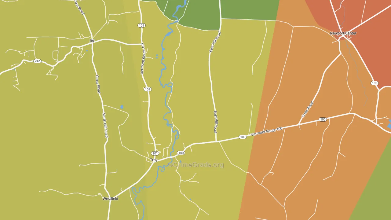 Troy, VT Map of Drug-Related Crime Rates