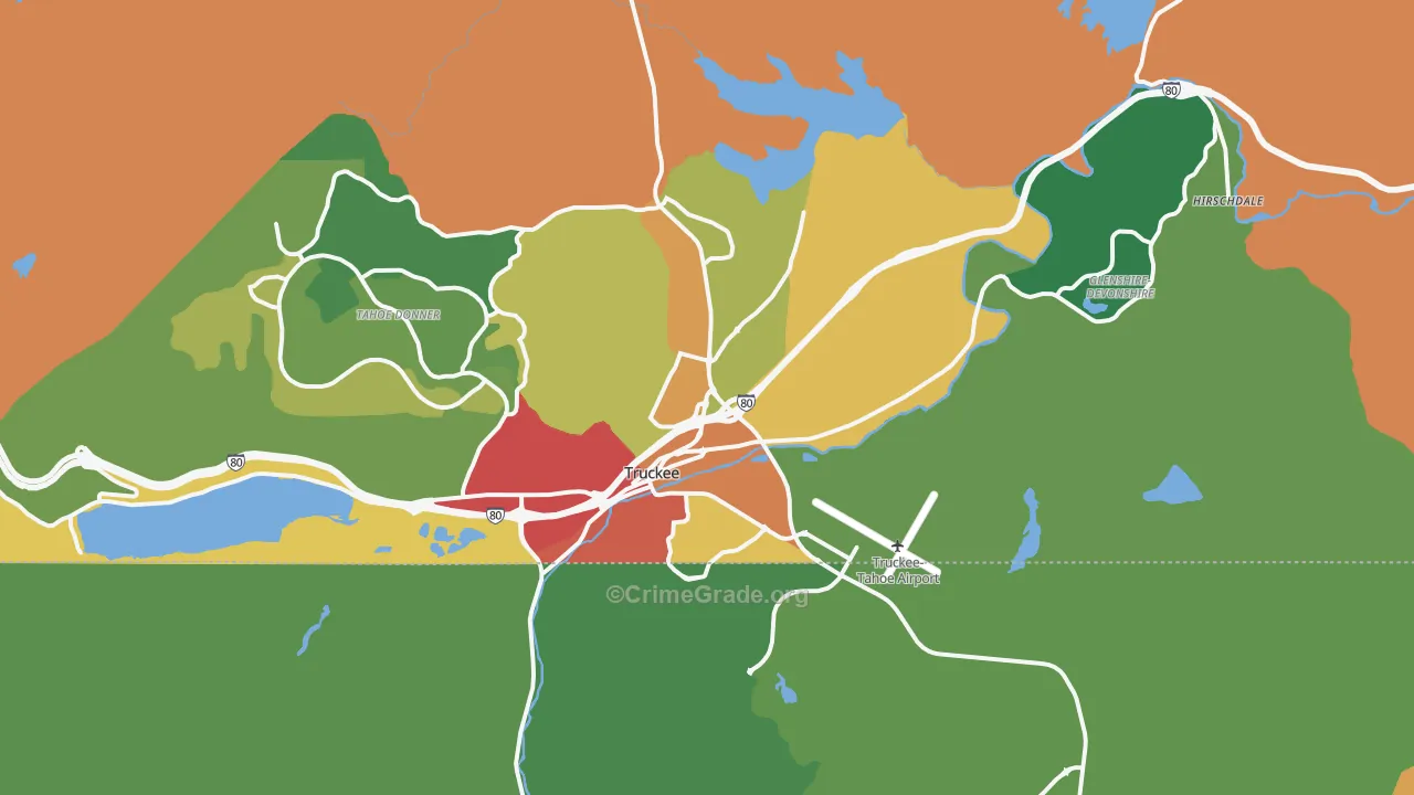 Truckee, CA Map of Drug-Related Crime Rates