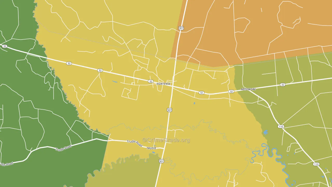 Trudie, GA Map of Drug-Related Crime Rates