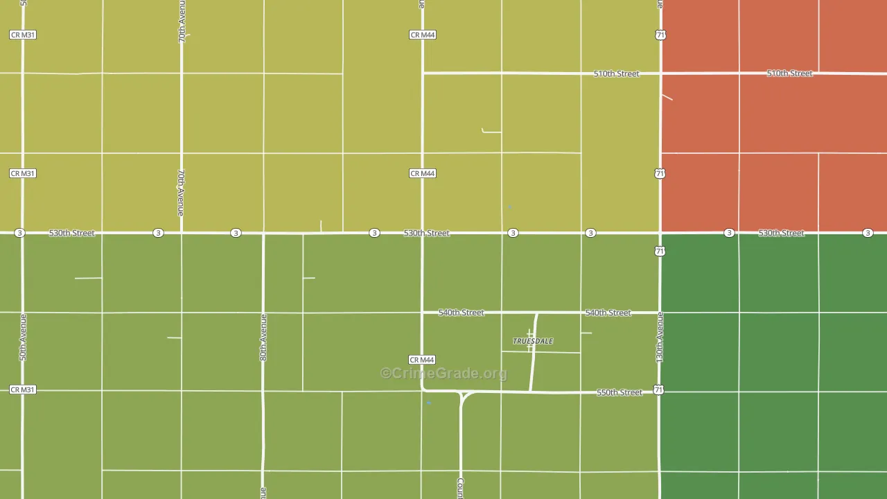 Truesdale, IA Map of Drug-Related Crime Rates