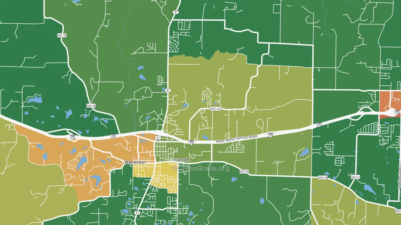 Truesdale, MO Map of Drug-Related Crime Rates