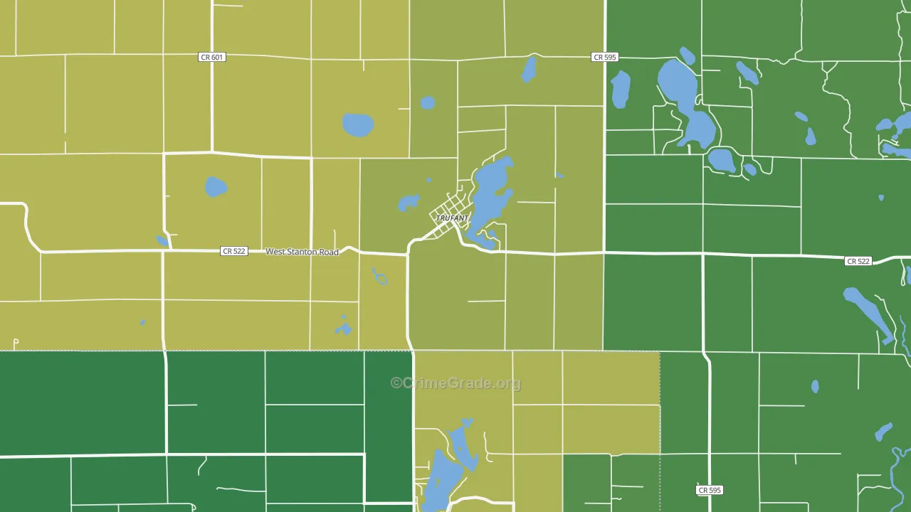 Trufant, MI Map of Drug-Related Crime Rates