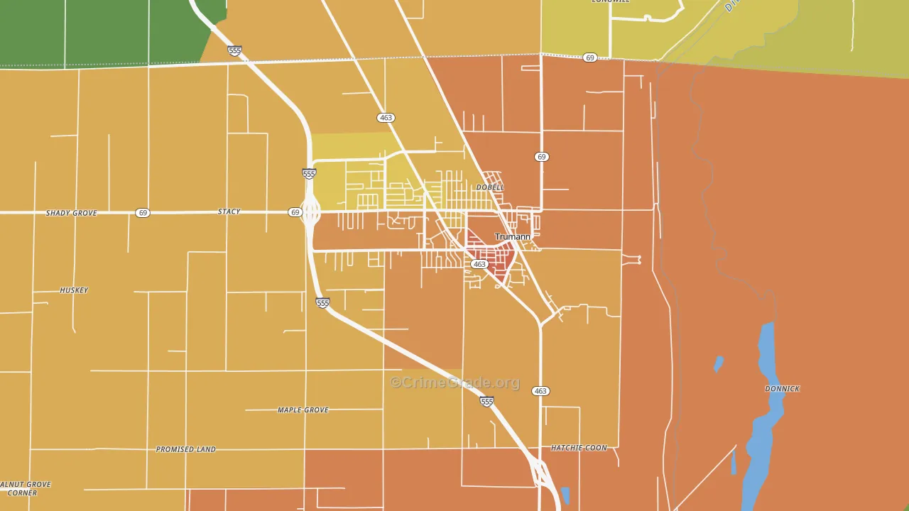 Trumann, AR Map of Drug-Related Crime Rates