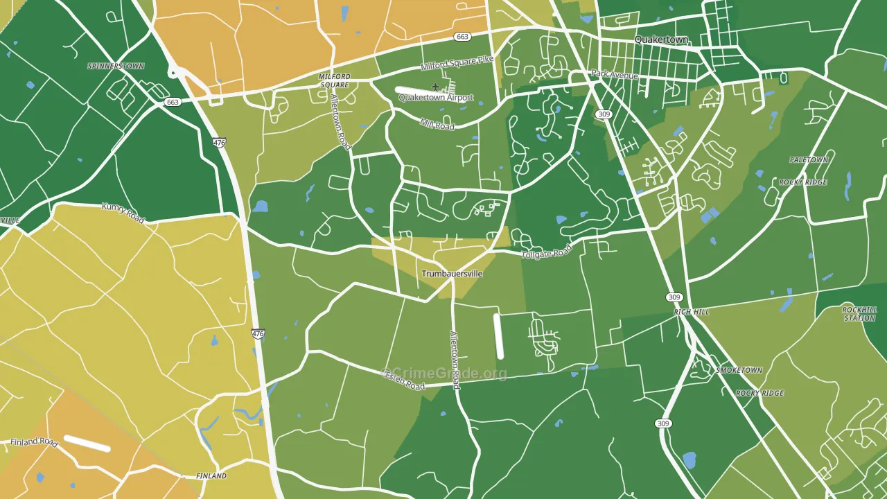 Trumbauersville, PA Map of Drug-Related Crime Rates
