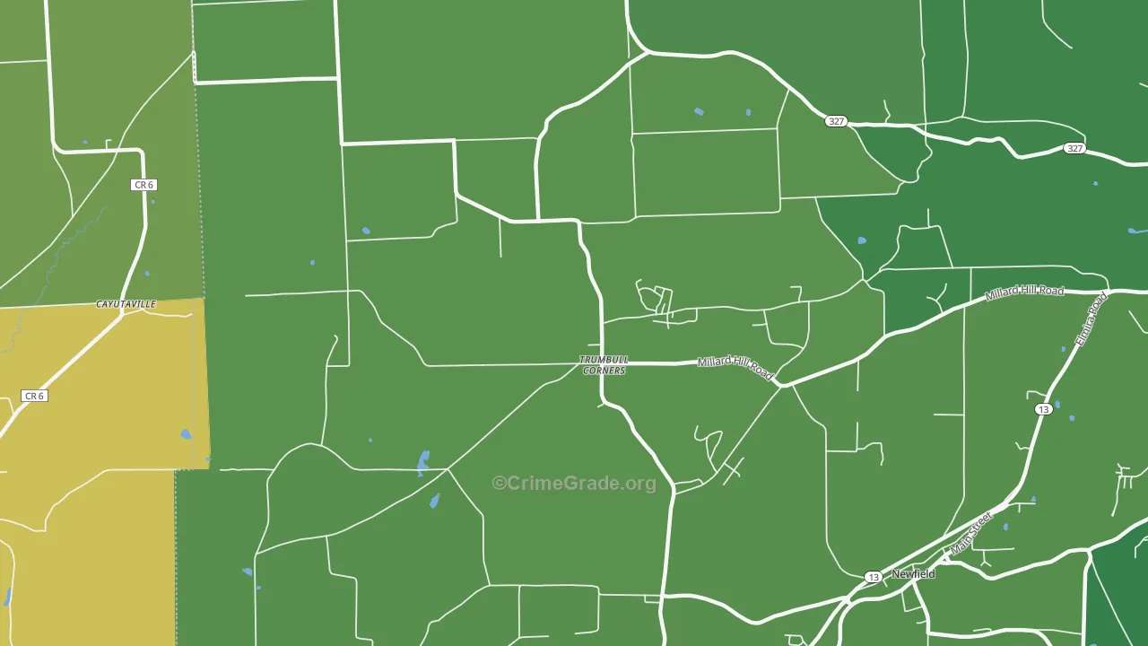 Trumbull Corners, NY Map of Drug-Related Crime Rates