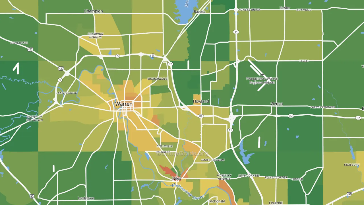 Trumbull County, OH Map of Drug-Related Crime Rates