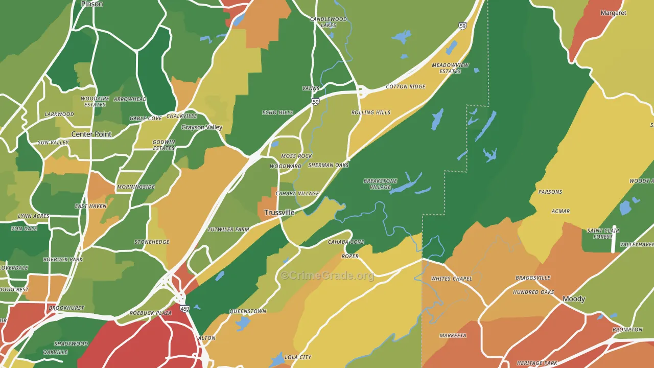 Trussville, AL Map of Drug-Related Crime Rates