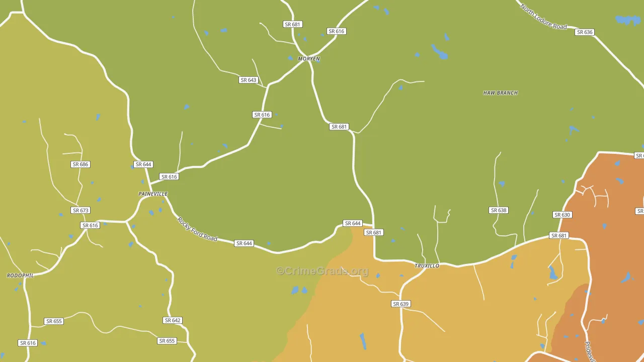 Truxillo, VA Map of Drug-Related Crime Rates