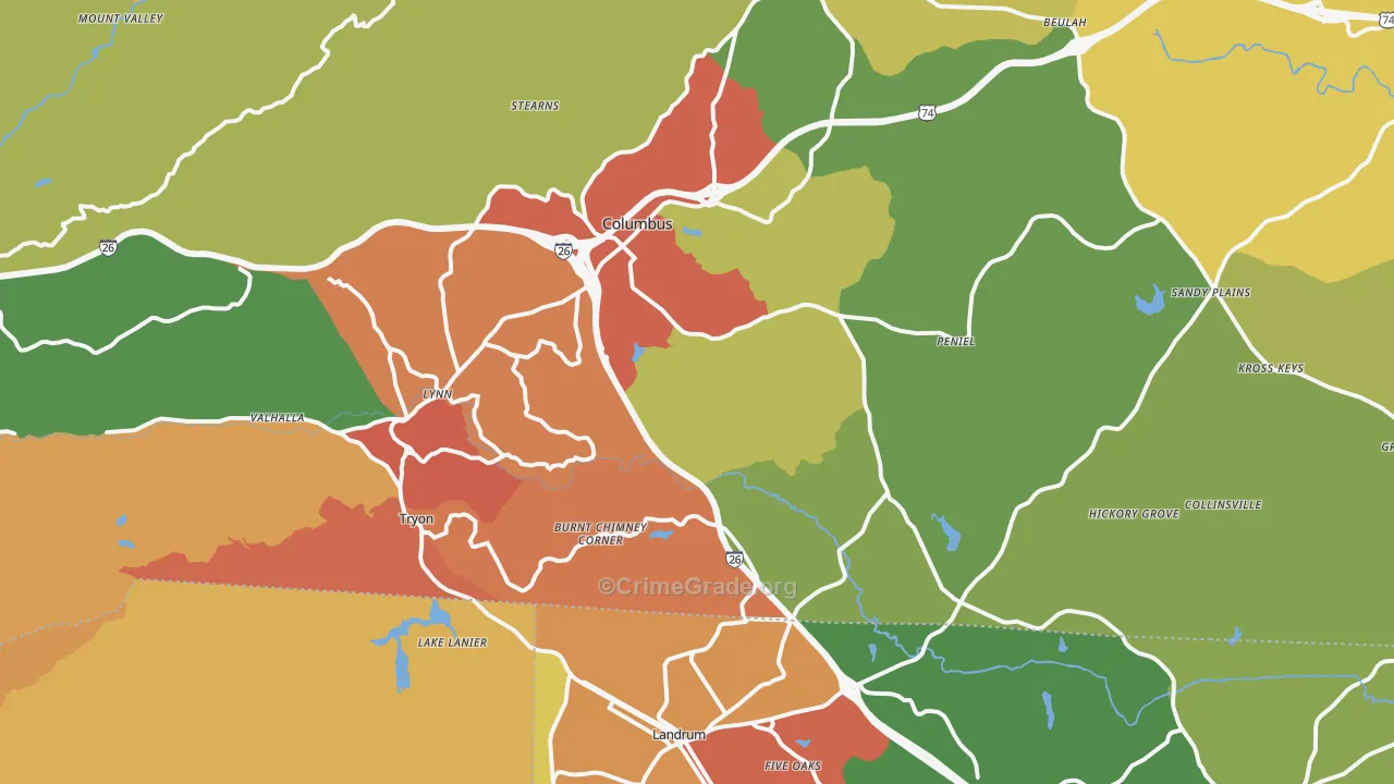 Tryon, NC Map of Drug-Related Crime Rates