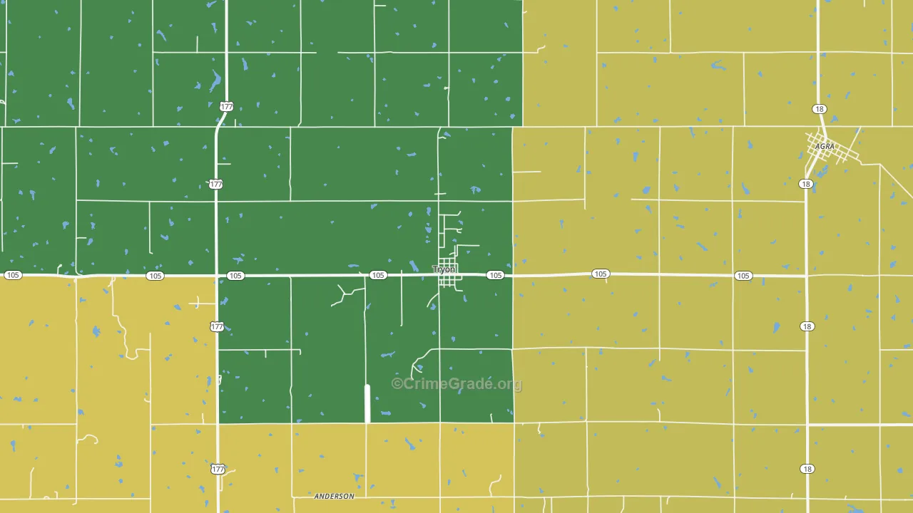 Tryon, OK Map of Drug-Related Crime Rates