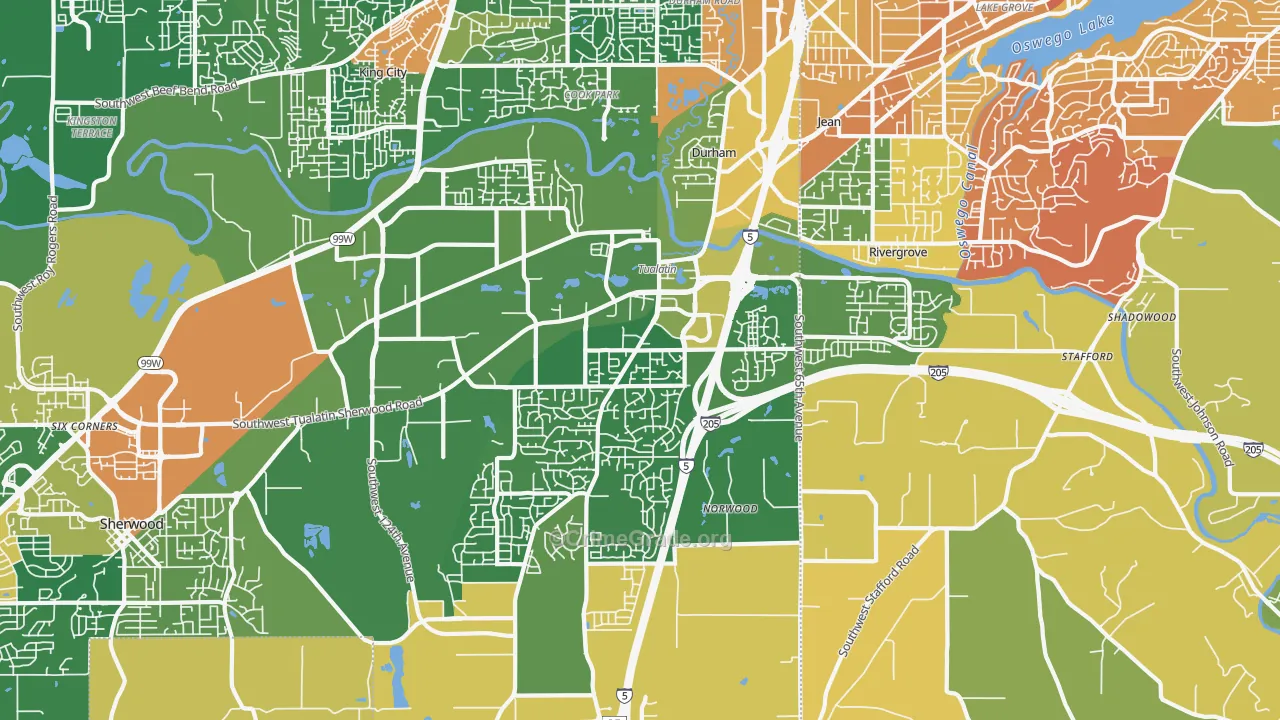 Tualatin, OR Map of Drug-Related Crime Rates
