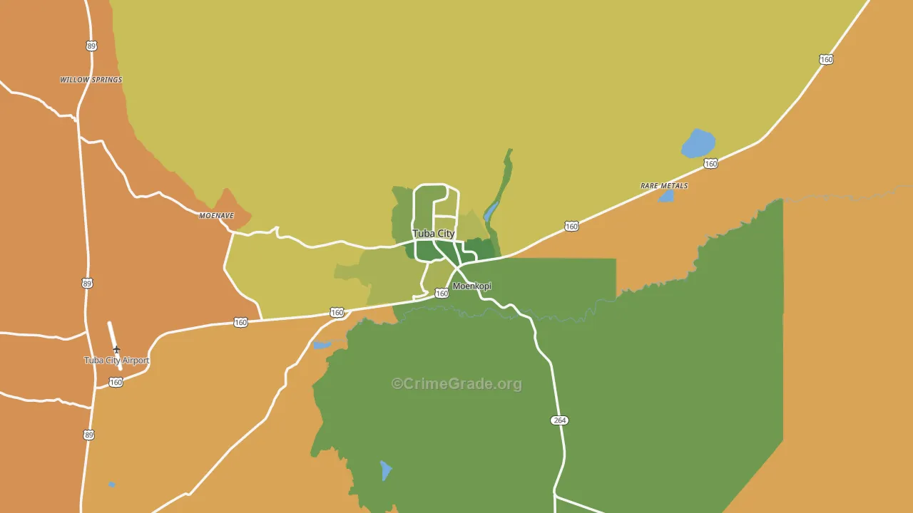 Tuba City, AZ Map of Drug-Related Crime Rates