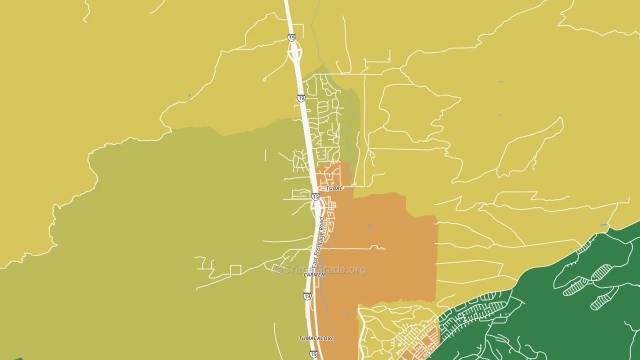 Tubac, AZ Map of Drug-Related Crime Rates