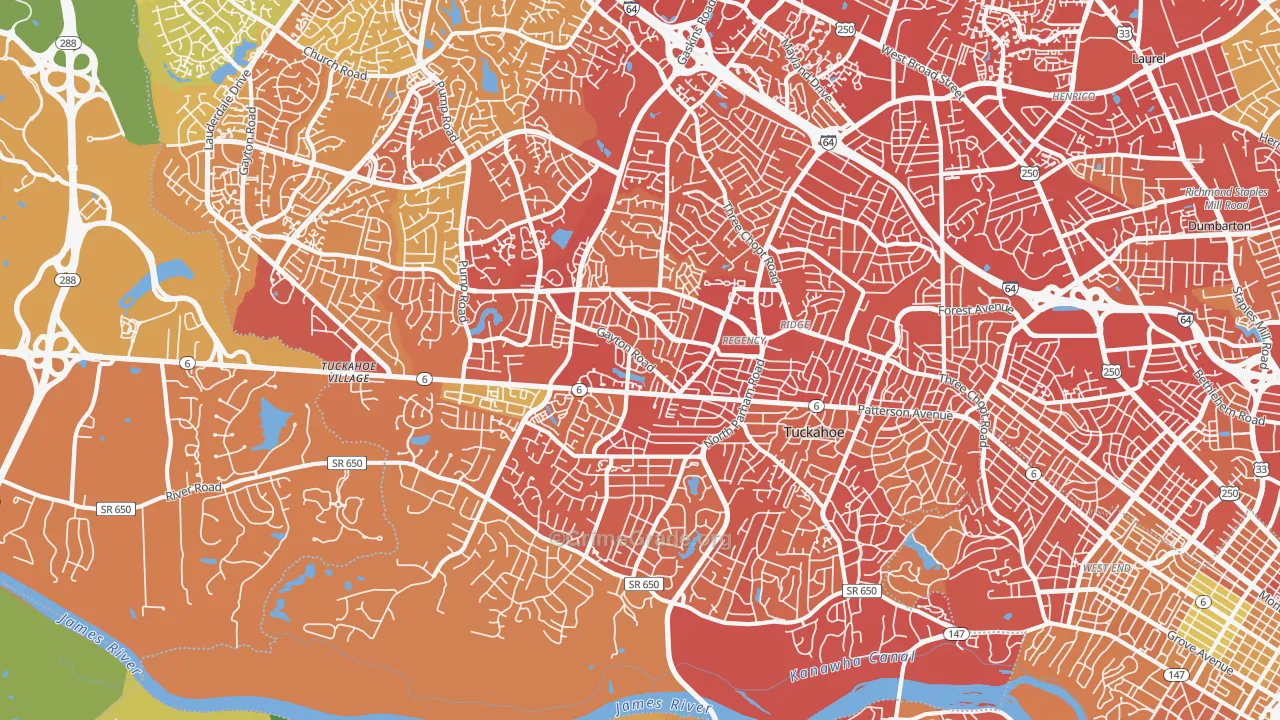 Tuckahoe, VA Map of Drug-Related Crime Rates