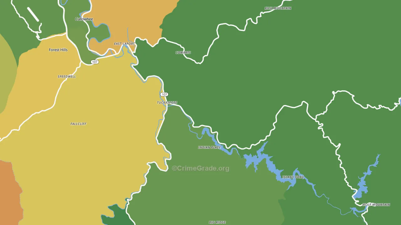 Tuckasegee, NC Map of Drug-Related Crime Rates