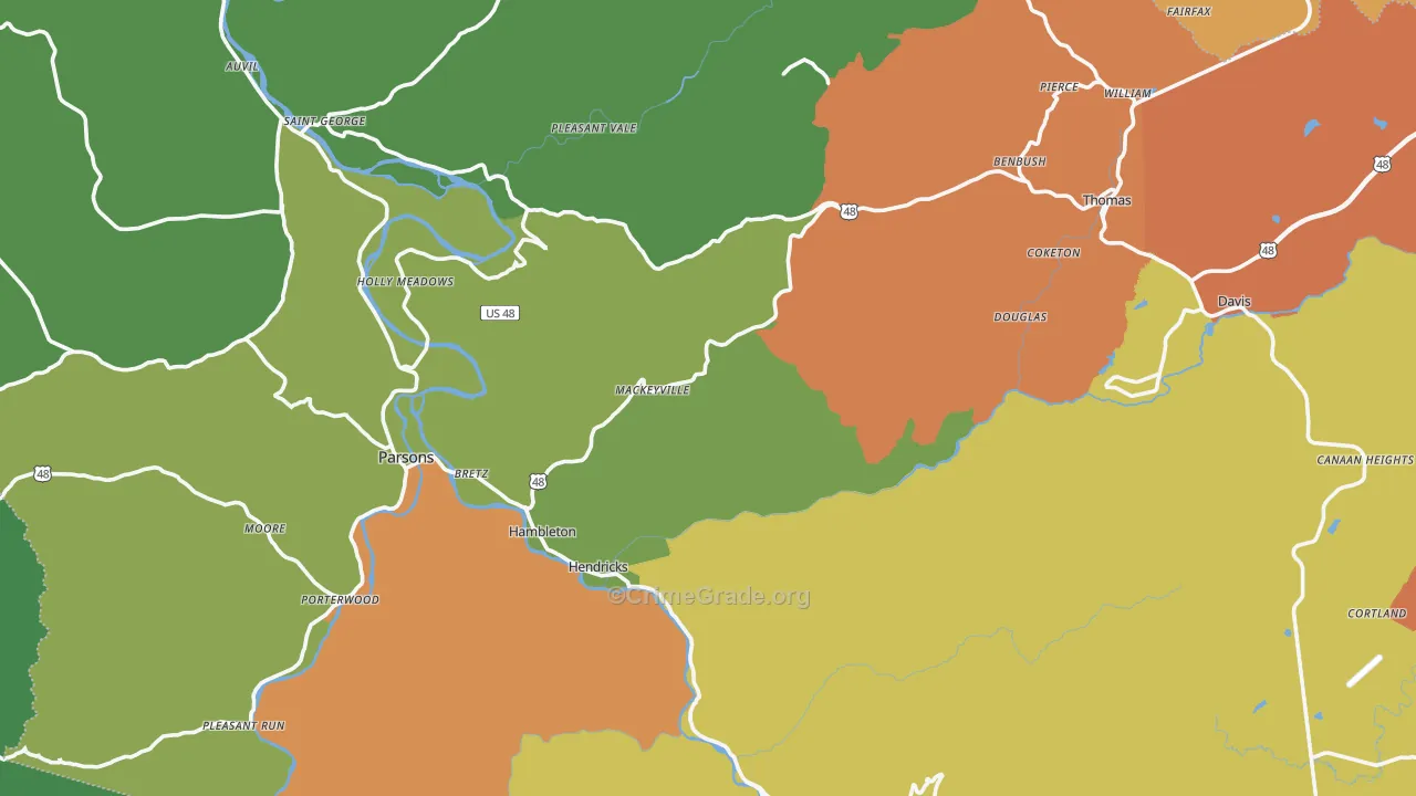 Tucker County, WV Map of Drug-Related Crime Rates