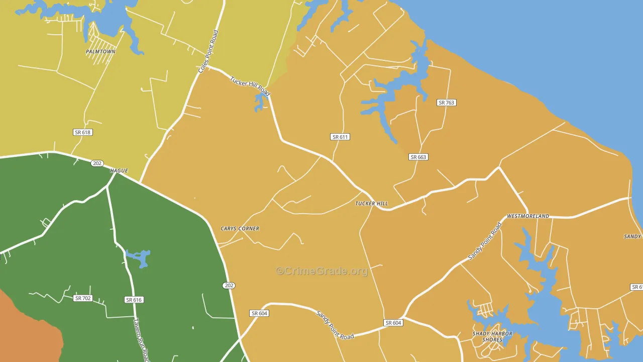 Tucker Hill, VA Map of Drug-Related Crime Rates