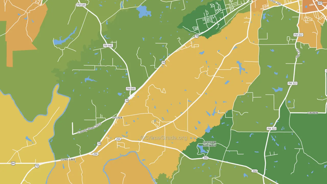 Tucker, TX Map of Drug-Related Crime Rates