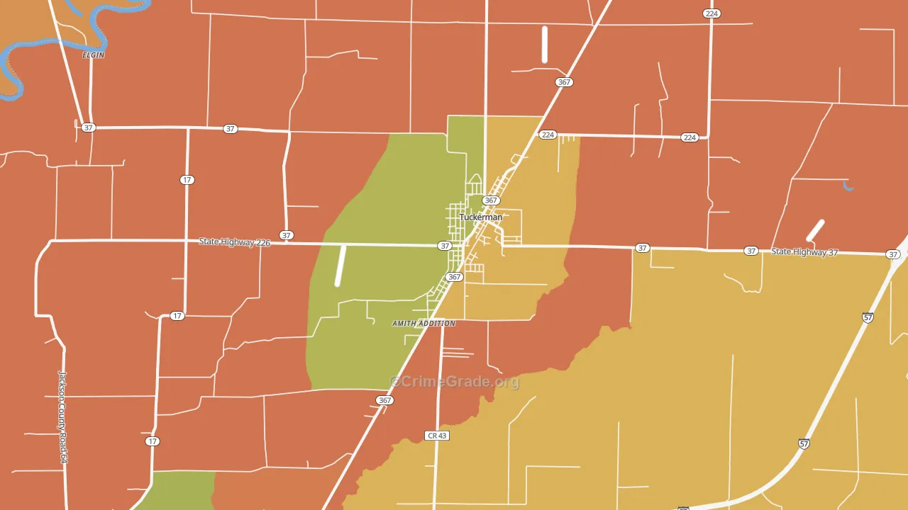 Tuckerman, AR Map of Drug-Related Crime Rates