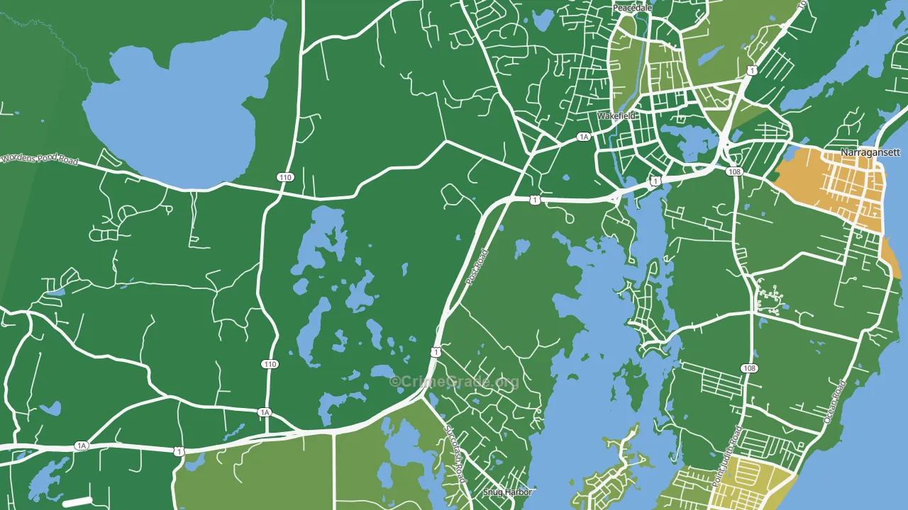 Tuckertown, RI Map of Drug-Related Crime Rates
