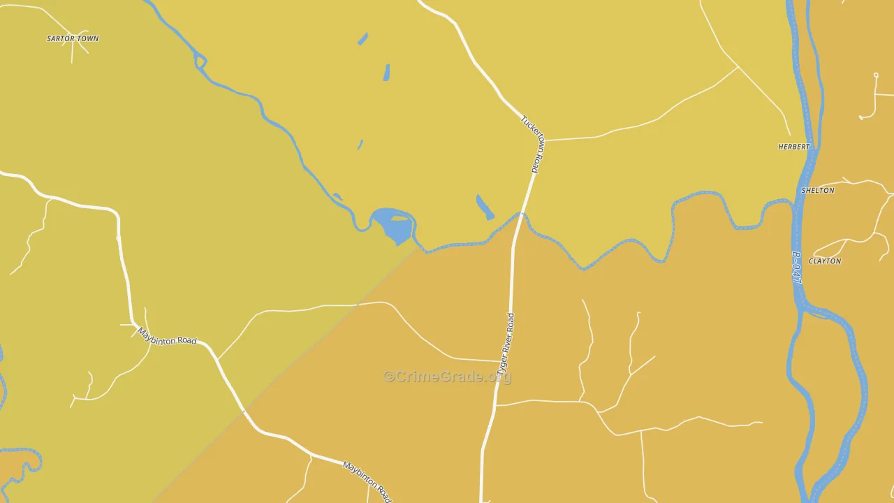 Tuckertown, SC Map of Drug-Related Crime Rates