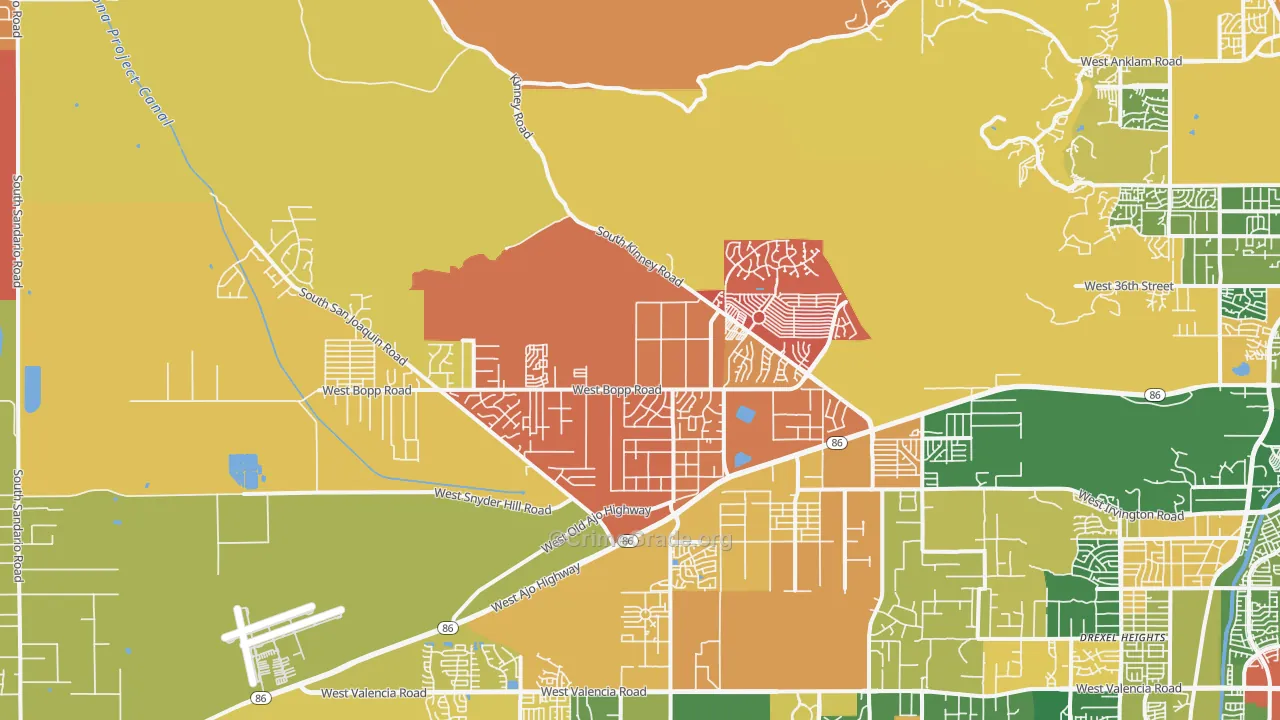 Tucson Estates, AZ Map of Drug-Related Crime Rates