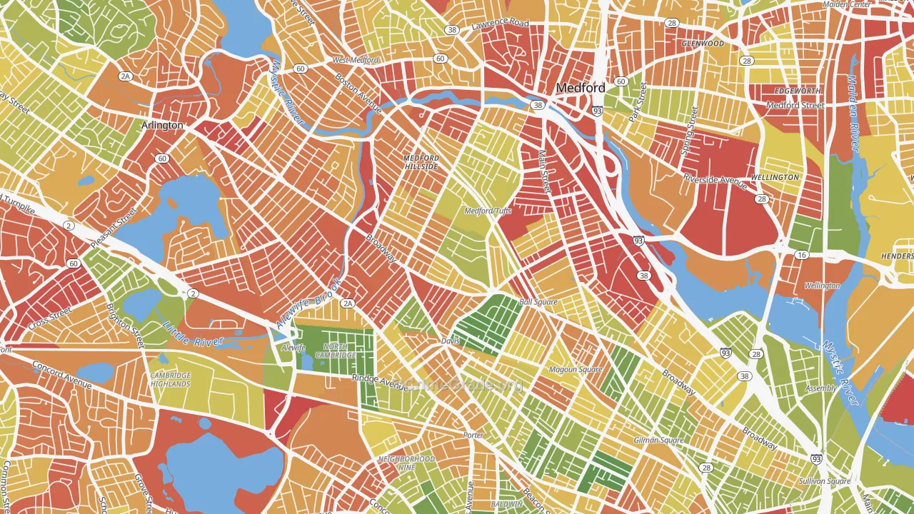 Tufts, Somerville, MA Map of Drug-Related Crime Rates