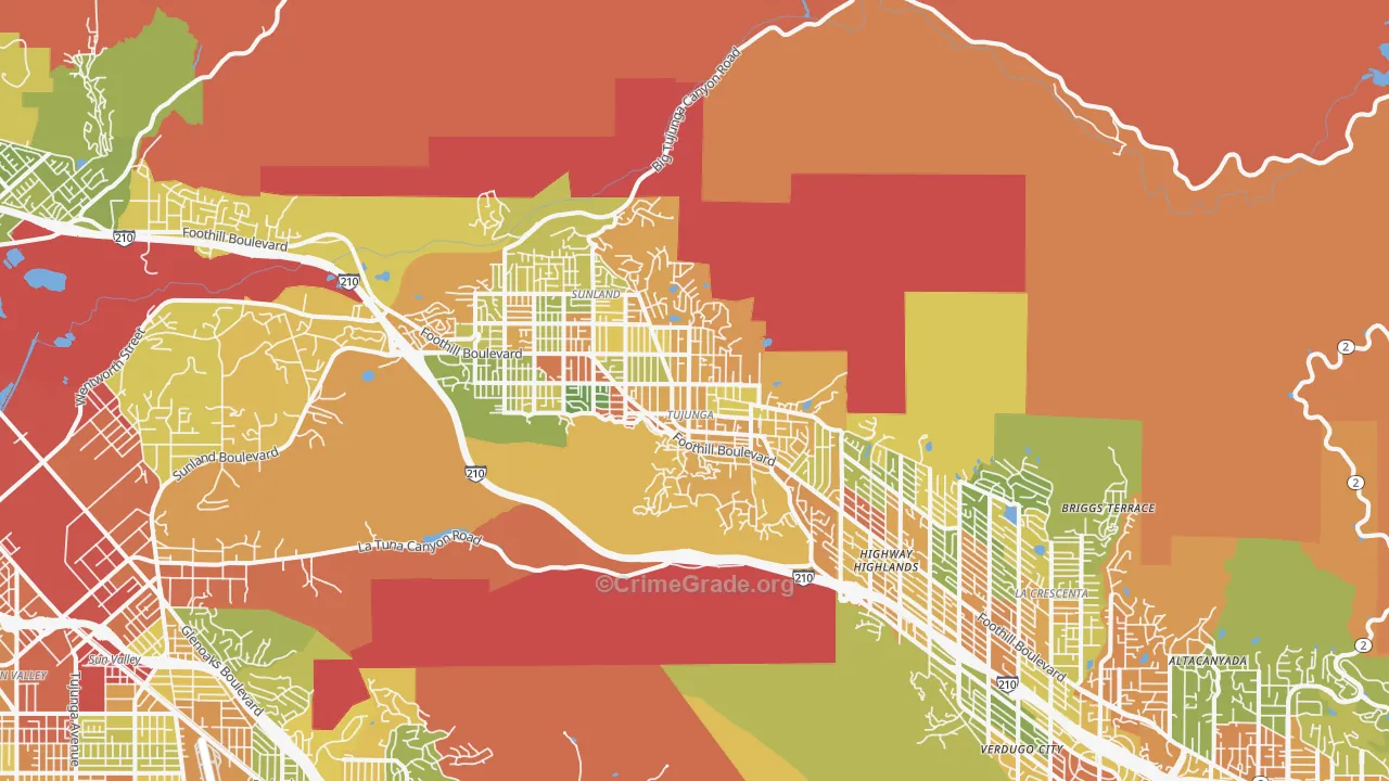 Tujunga, CA Map of Drug-Related Crime Rates
