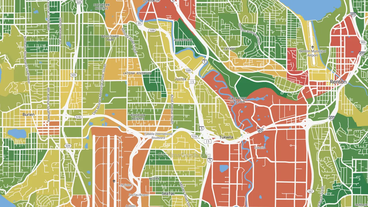 Tukwila, WA Map of Drug-Related Crime Rates