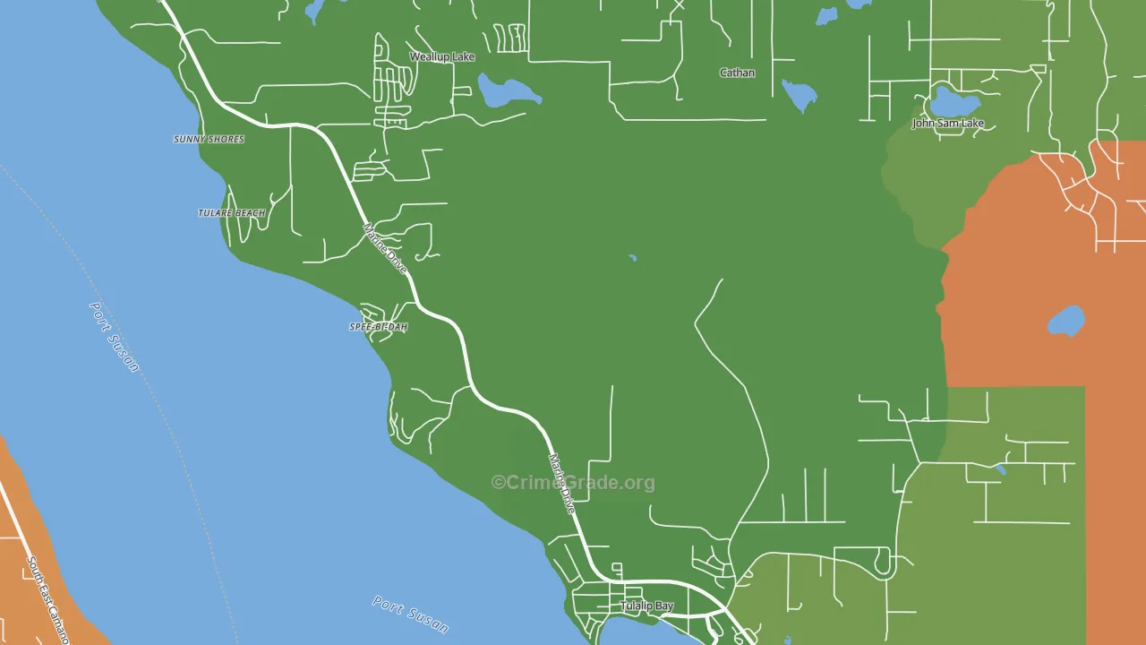 Tulalip, WA Map of Drug-Related Crime Rates