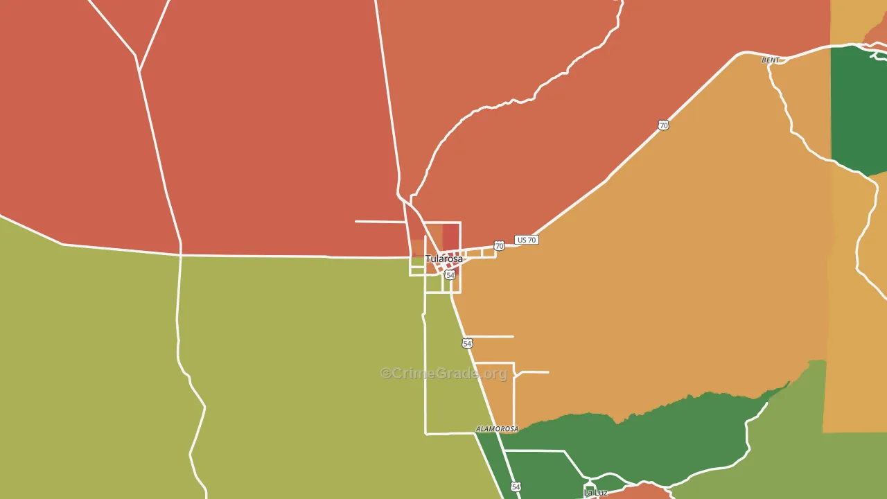 Tularosa, NM Map of Drug-Related Crime Rates