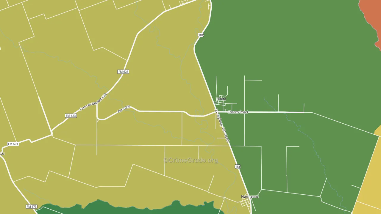 Tuleta, TX Map of Drug-Related Crime Rates