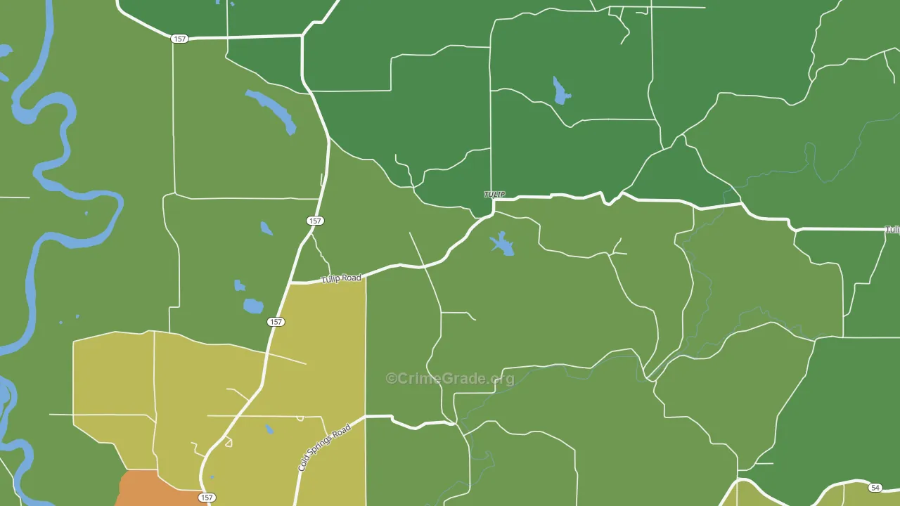 Tulip, IN Map of Drug-Related Crime Rates
