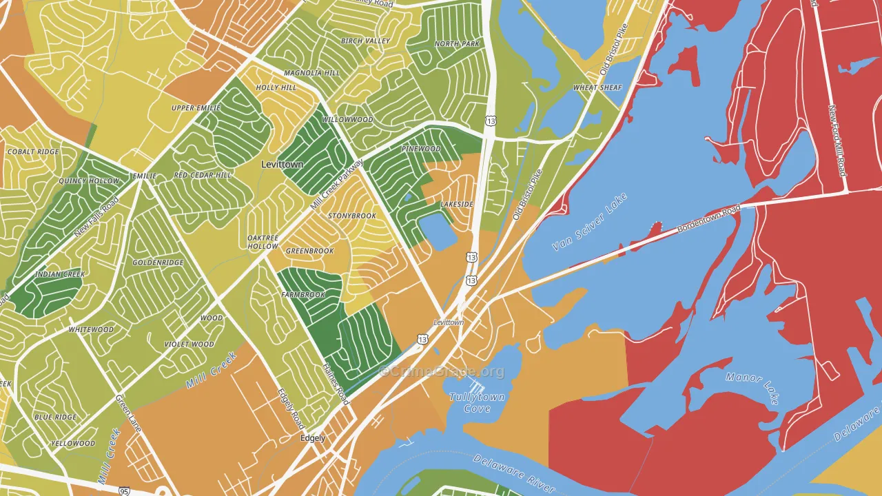 Tullytown, PA Map of Drug-Related Crime Rates