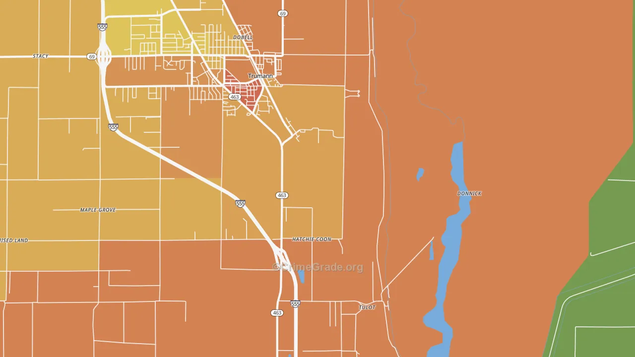 Tulot, AR Map of Drug-Related Crime Rates