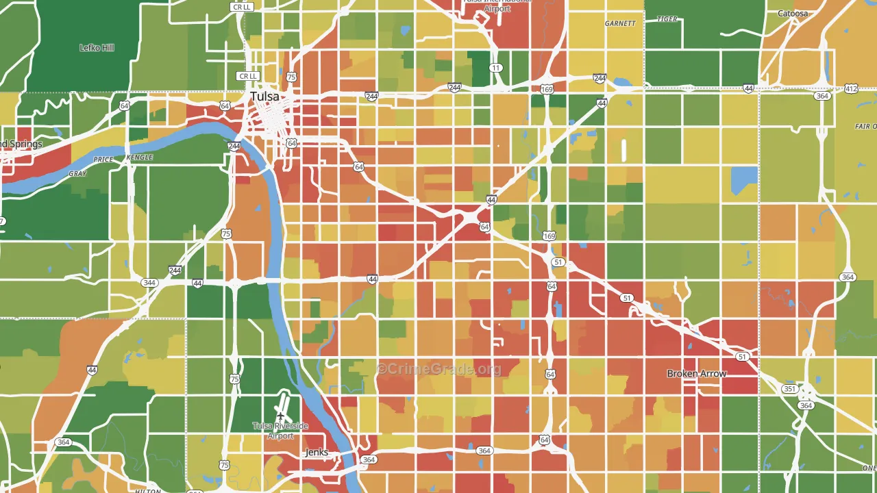 Tulsa County, OK Map of Drug-Related Crime Rates