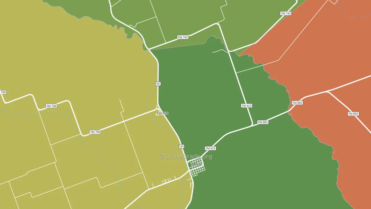 Tulsita, TX Map of Drug-Related Crime Rates
