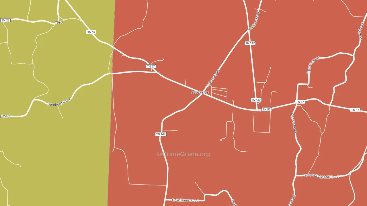 Tulu, TN Map of Drug-Related Crime Rates
