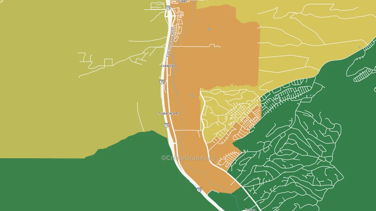 Tumacacori, AZ Map of Drug-Related Crime Rates