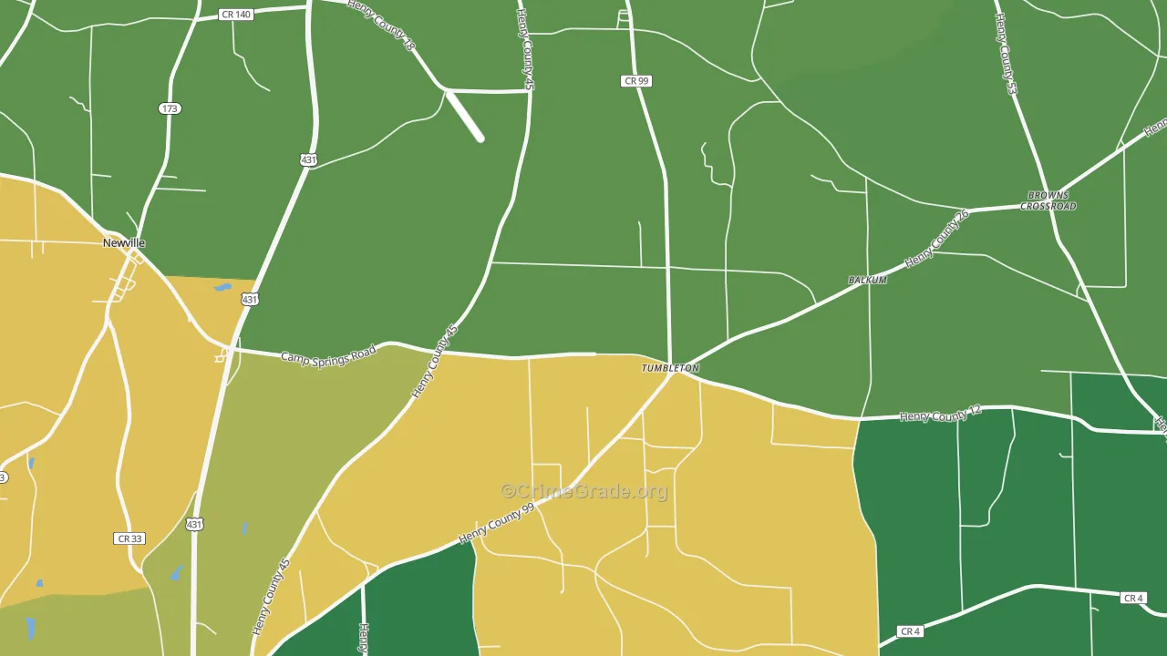Tumbleton, AL Map of Drug-Related Crime Rates