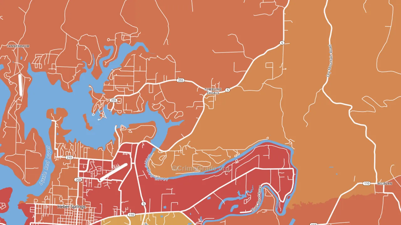 Tumbling Shoals, AR Map of Drug-Related Crime Rates