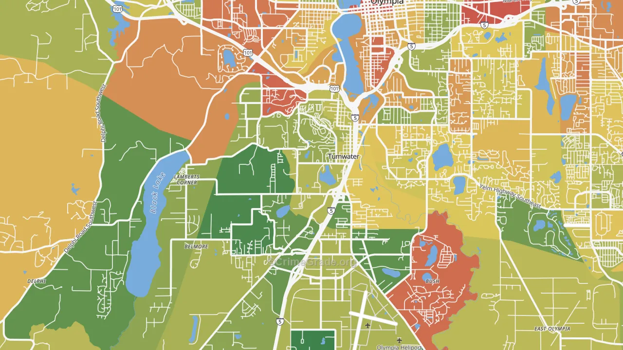 Tumwater, WA Map of Drug-Related Crime Rates