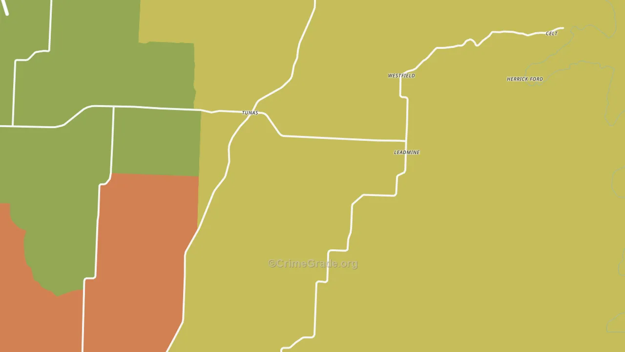 Tunas, MO Map of Drug-Related Crime Rates