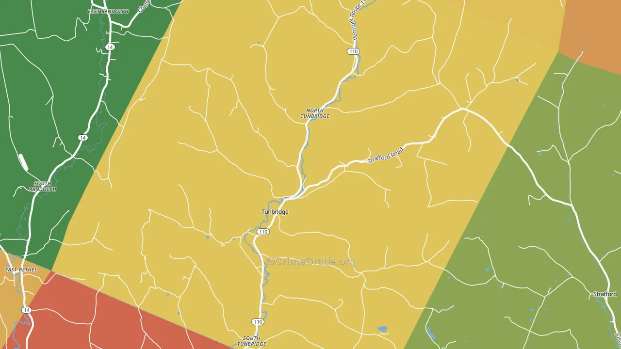 Tunbridge, VT Map of Drug-Related Crime Rates