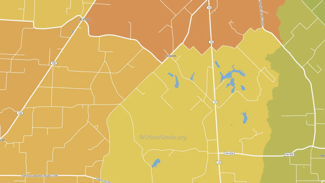 Tundra, TX Map of Drug-Related Crime Rates