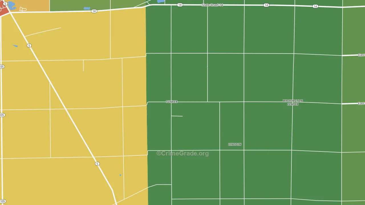 Tunker, IN Map of Drug-Related Crime Rates