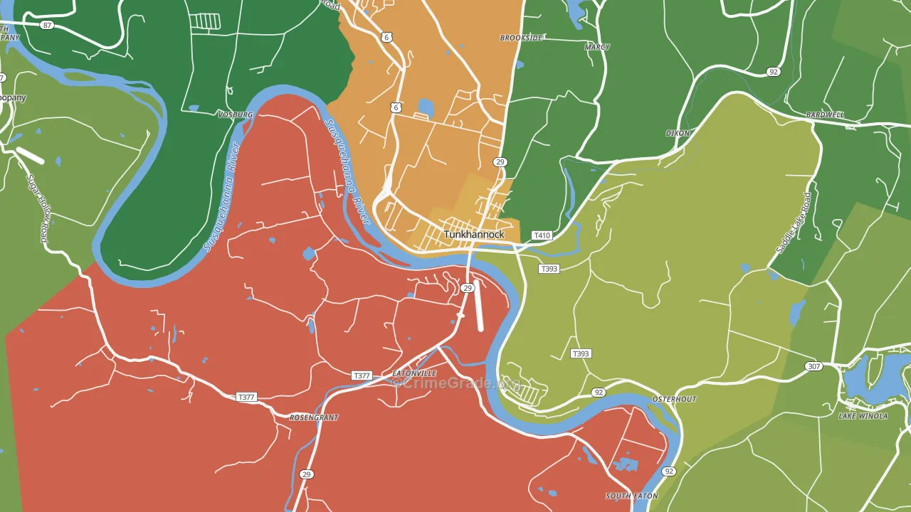 Tunkhannock, PA Map of Drug-Related Crime Rates