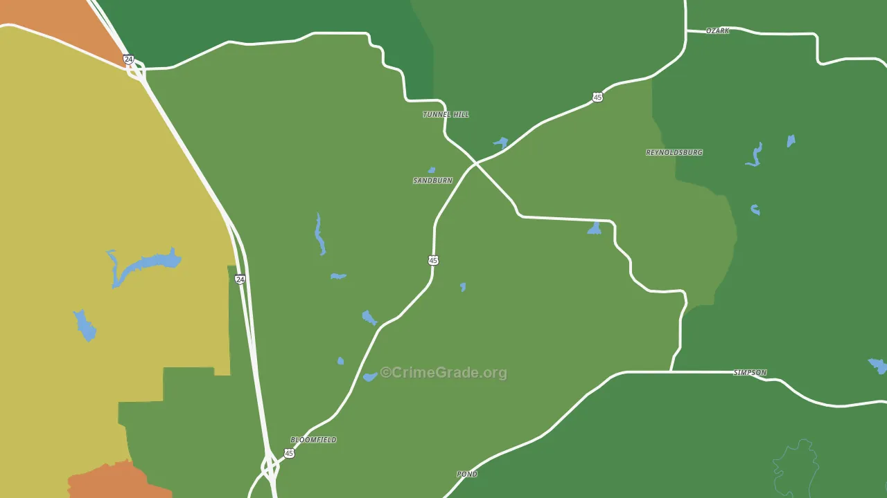 Tunnel Hill, IL Map of Drug-Related Crime Rates
