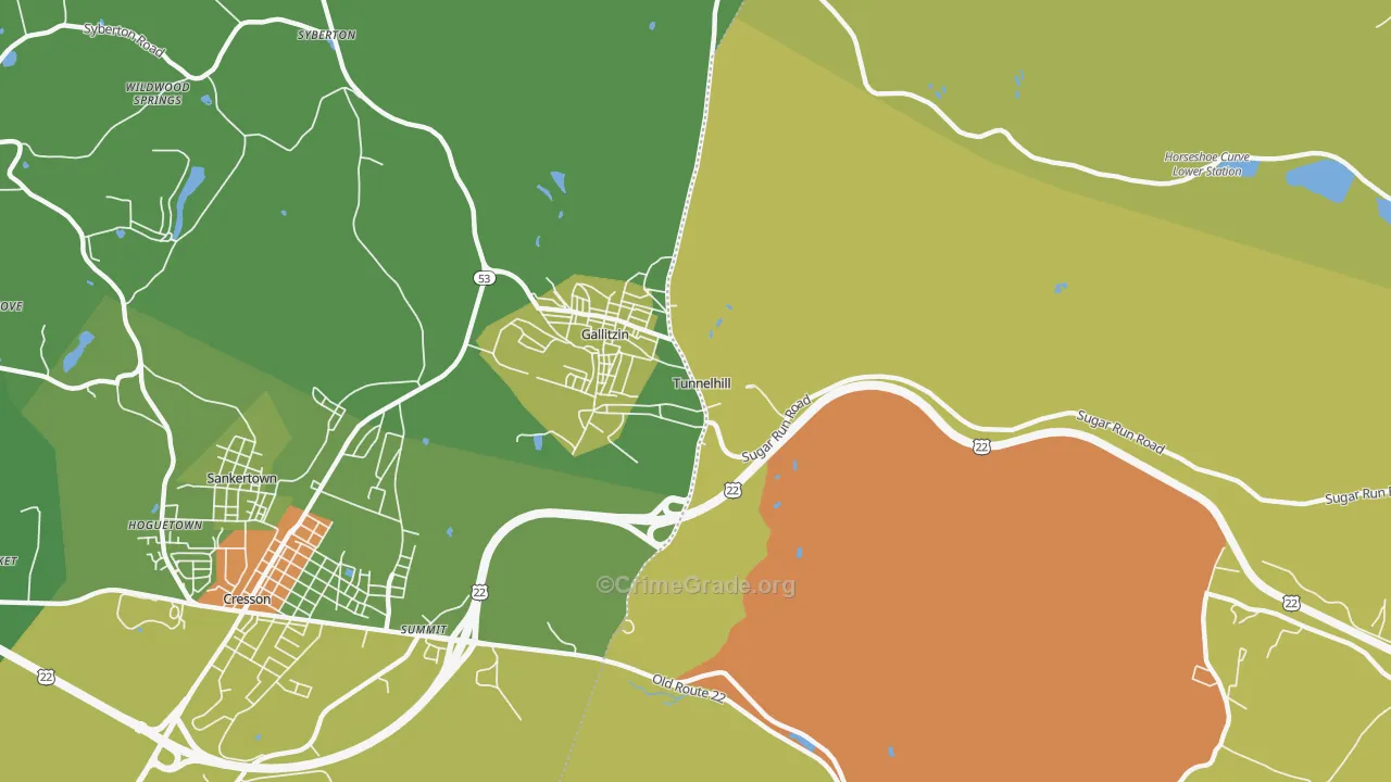 Tunnelhill, PA Map of Drug-Related Crime Rates